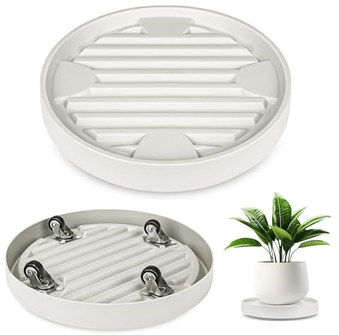Dcpes Ruote nascoste con ruote da 30 cm, 4 catering invisibili, supporto per piante rotanti, carrello per fioriere, base a rullo per fioriera, pallet per piante da interno, beige, confezione da 2