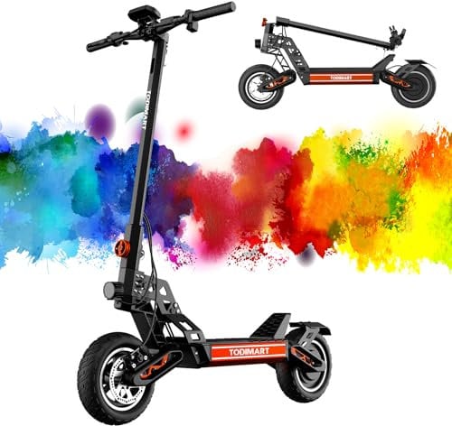 Electric Scooter for Adults, 60-70 km Range, 48V 20.8 Ah Battery, 10 Tubeless Off-Road Tires, 150 kg Load Capacity, 3 Speed Modes, Double Suspension, Key Start - TODIMART S9 EScooter