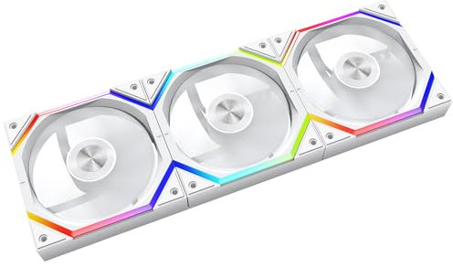 Jungle Leopard Build Blocks UNI Daisy Chain RGB PC Ventilateur 120MM 3er Pack,2000RPM/62.36CFM,5V3PIN ARGB und 12V4PIN PWM Ventilateur (Blanc Reverse Blade)