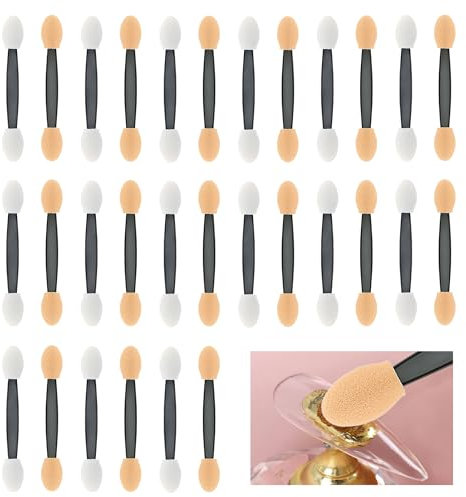 30 Pcs Disposable Nail Sponge Nail Brush, Soft Double-ended Black Lever Nail Art Brushes, Portable Nail Art Tools for DIY Art and Nail Design, Eye Makeup Applicators for Nails and Eyeshadow Makeup