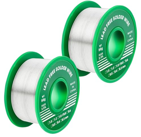 JYNVO Confezione da 2 pezzi. Saldatura con flussante, filo di saldatura senza piombo, filo di saldatura con anima di colofonia, filo di saldatura elettronico senza piombo, 50 g/0,8 mm