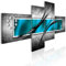 B&D XXL - Wandbilder XXL Abstrakt 200x92 cm Vlies Leinwandbild 4 Teilig Kunstdruck modern Wandbilder XXL Wanddekoration Design Wand Bild - blau türkis silber grau a-A-0526-b-o