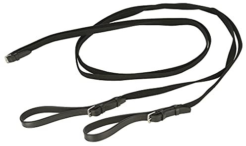 Covalliero Kerbl 3211763 Gurt-Schlaufzügel, schwarz mit geteilten Lederschlaufen