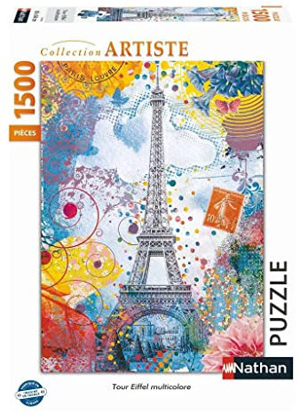Nathan - Puzzle 1500 Teile - Eiffelturm Mehrfarbig - Lars Stewart - Erwachsene und Kinder ab 14 Jahren - Hochwertiges Puzzle - Artiste Collection - 87813