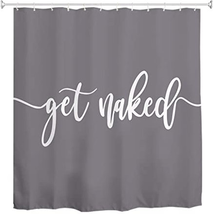 goodbath Duschvorhang Get Naked, wasserdicht, Anti-Schimmel, Stoff, Badevorhänge, Badezimmer, 180 x 200 cm, Grau