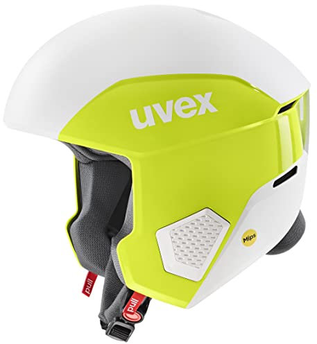 uvex Invictus MIPS - Skihelm für Damen und Herren - MIPS-Sysytem - Notfall-Wangenpolster - Lime - White matt - 56-57 cm