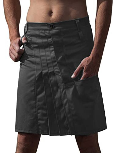 Schottischer Herren Kariert Röcke Kurz Skirt Goth Schottenrock Skater Plaid Röcke Rock Mit Taschen Neue Männer Rock Highland-Tartan-Rock Plus Size Kilt Tartan