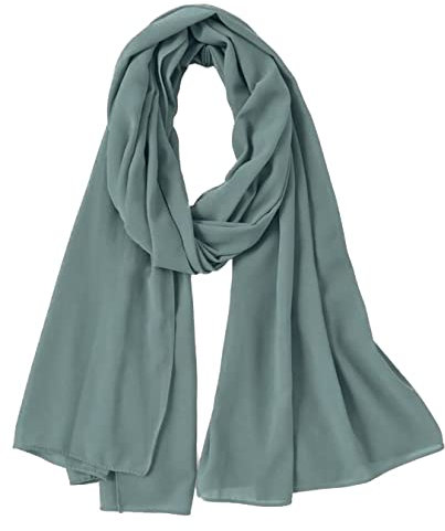 OgLuxe Chiffon-Schal für Damen – atmungsaktiv, weich, seidig, Chiffon-Halstuch, durchscheinender Kopf- und Halswickel, leicht, luftig, Türkisches Blau, One size