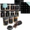 Livabl Glass Spice Jars with Lids and Labels – Bamboo Lid Spice Containers - Airtight Jars with 360 Black UK Designed Waterproof Pre-Printed Labels - Seasoning & Spices Storage (12 Packs - 200ml)