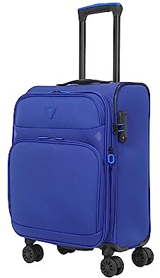ABISTAB erweiterbar Weichschalenkoffer - Handgepäck Koffer klein 55x38x23cm, Stoffkoffer Trolley, Reisekoffer mit 4 Rollen & TSA Schloss, Blau