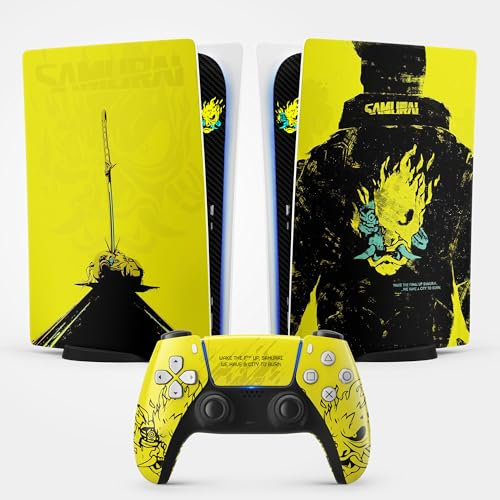 Sticker pour la PS5 Cyber Punk Style, Autocollant Skin pour la PS5, Console et Manette, Edition Standard Digital, Skin V (1 Manette)