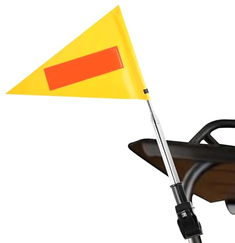 SHIQIKEJIPTY Golf Cart Flag Pole Reflective Safety Flag 22X30cm Yellow Triangular Flag with 25cm Pole and 8mm Buckle