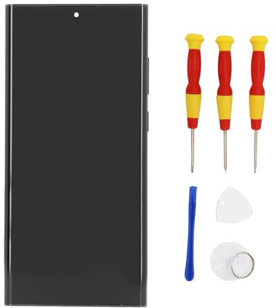 Écran de Remplacement pour Galaxy S22 Ultra avec Cadre, pour Galaxy S22 Ultra EU ou S908B Version Internationale, Kit de Remplacement D'écran Tactile OLED