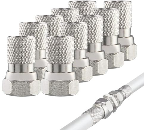 Lotbun F-Connector 7mm Adattatore Antenna Tv 10 Pezzi, Connettore Tipo F Connettore Antenna Tv Coassiale Adatto Per Apparecchi Tv Via Cavo Adatto Per Prese Tv Via Cavo