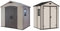 Keter Factor 8 x 6 ft Outdoor Storage Shed, Beige/Brown & Manor Outdoor Apex Double Door Garden Storage Shed 6 x 5ft Beige Brown Wood effect