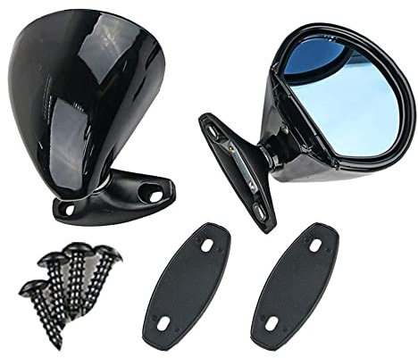 Car Side Rearview MirrorCover Vintage Style Universal Car Classic Retro Door Wing Side Mirror Rearview Vintage Black L+R Mirror protective cover(Noir)