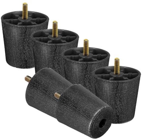 XZSKD 6 Pcs Black Modern Plastic Furniture Legs, Sofa, Coffee Table, Dresser, Bed, Desk, Cabinet Legs with Elastic Rubber Covers