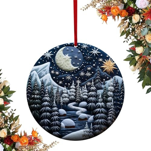 Adornos navideños de muñeco de nieve – Adornos de Navidad de Acrílico, Adornos navideños | Decoración de árbol de muñeco de nieve, adornos de Navidad redondos de acrílico de doble cara con nieve de h