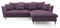 DomoHome Ecksofa Glam mit Schlaffunktion, Freistehend, Ottomane und Goldenen Füßen – Samtsofa im Glamour-Stil für Ihr Wohnzimmer, mit Zierkissen, 258x167x91cm, Rechte Seite LILA