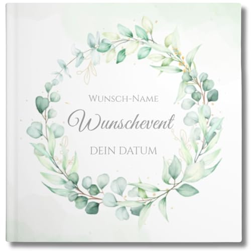 YMEMOS Gästebuch personalisiert mit Namen und Datum blanko zum Ausfüllen - personalisiertes Erinnerungsalbum Erinnerungsbuch mit Leere Seiten (60 Seiten/30 Blatt)