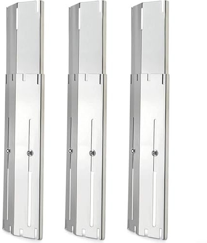 FUANA Lot de 3 plaques de déflecteurs de chaleur robustes réglables en acier inoxydable pour protection des brûleurs de barbecue à gaz