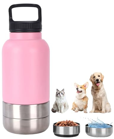Yongmcxhhj Bouteille d'eau pour chien en acier inoxydable de 1520 ml avec transporteur, bouteille d'eau portable isotherme pour chien D-og Travel W-ater B-ottle et bol anti-fuite pour l'extérieur, les