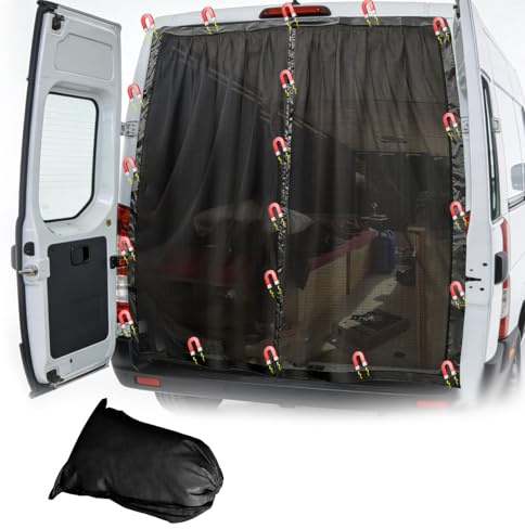 Gotrain Van Bug Fliegengitter mit Magnetismus, schwarzes Netz, Moskitonetz, Mückennetz, 165 x 165 cm, kompatibel mit Mercedes Sprinter Renault Master VW Crafter Ford Transit Wohnmobil Campervans (B)