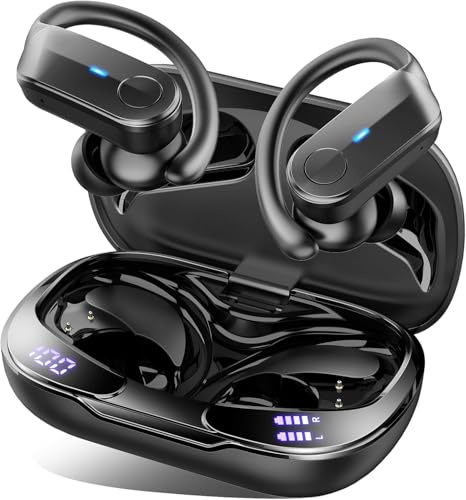 Ecouteurs Bluetooth sans Fil Sport, 2026 Ecouteurs sans Fil 5.4 avec HiFi Stéréo, Écouteur Running Étanches IPX8, 70H Oreillette Bluetooth avec ENC Réduction Bruit Mic, USB-C Charge/LED Casque, Noir