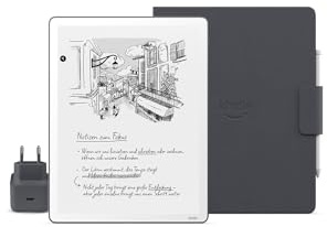 Amazon Kindle Scribe 64 GB (Grafite) + Penna Premium + Cover folio premium - Pelle di prima qualità (Grafite) + USB-C Caricabatterie