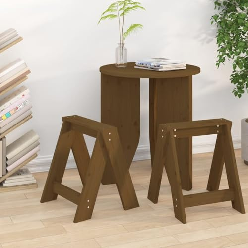 LoogCape Klappbarer Holz Hocker 2er Set Honigbraun 40x40x45 cm stapelbar und tragbar für Küche Esszimmer Balkon Garten Camping Terrasse