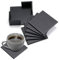 BTSKY Set of 6 Drink Leather Coasters with Holder - Square Cup Mats Placemat for Cup Mug Glass Wine Beer Coffee, Tabletop Protection (Black)