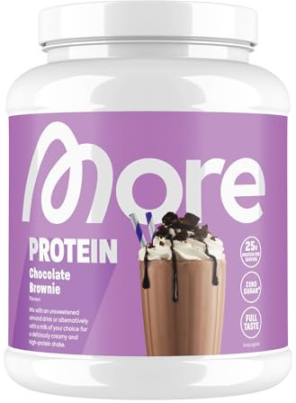 MORE Protein, Chocolate Brownie, 600 g, Mix aus Whey Konzentrat und Casein ideal zum Muskelaufbau und -erhalt, mit Laktase - made in Germany