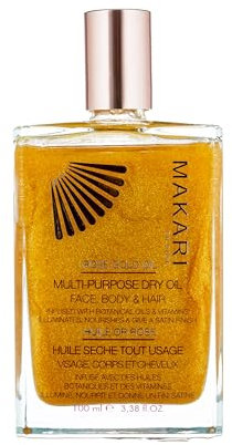 Makari 24k Rose Gold Huile scintillante à usages multiples 3.8 oz. - Les minéraux naturels illuminent et nourrissent la peau en exposant une finition chatoyante - Formule luxueuse