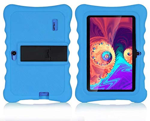 AKNICI Coque Housse Étui pour Haehne 7/LAMZIEN 7/Dragon Touch 7/JEJA 7/Pritom 7/YUNTAB Q88H Q88 7/JINYJIA 7 Pouces Tablette Tactile, Coque Étui en Silicone avec Réglable Support, Bleu