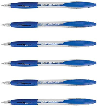 BIC Kugelschreiber, einziehbar, Atlantis Classic, mittlere Spitze, 1 mm, Blau, 6 Stück