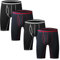 Nuofengkudu Hombre 4 Pack Larga Bóxers Ajustados Bulge Braguitas Calzoncillos Ropa Interior Suave Elástico Compresión Shorts Underwear Mutande Panty Hipster (2 Nero/2 BLU) Tamaño XL
