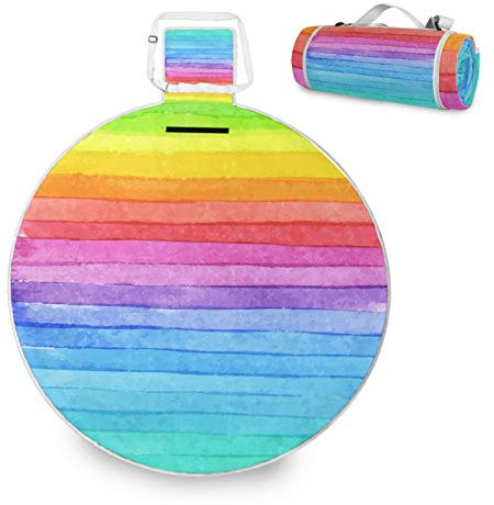 TropicalLife Rundedecke Regenbogen Faltbar Wasserdicht Indoor Outdoor Teppich Matte f¨¹r Strand Reisen Camping Wandern Park Aktivit?ten