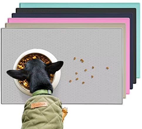 Conlun Tapis de Nourriture pour Chien et Chat de Silicone, Design antidérapant, Bord surélevé pour éviter Que l'eau ou la Nourriture ne se renverse, Passe au Lave-Vaisselle, Facile à Nettoyer