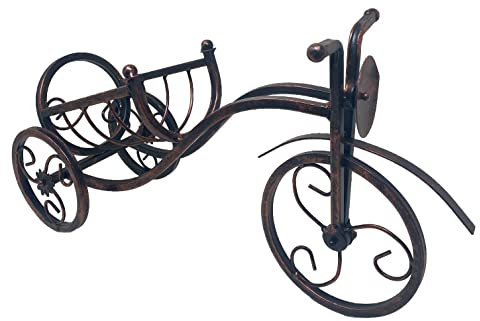 THY Collectibles Fahrrad-Weinflaschenhalter für den Schreibtisch, Fahrrad, Weinregal, freistehend, Flaschenhalter für Weinaufbewahrung, Metall, messingfarben