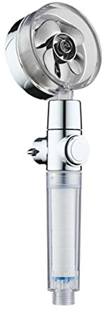 CalmGeek Handheld Shower Head, Propeller Shower Head with Turbo Fan Cotton Filter, High Pressure Showerhead G1/2 Rotating Bathroom Shower Head Replacement Adjustable Flow (Silver-1pcs)