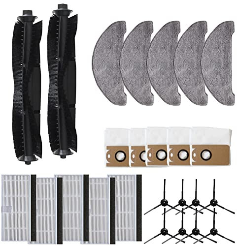 FACULX Replacement Accessories Set for Laresar L6 Pro For Ultenic T10 Robot Vacuum Cleaner Include 2 Main Brush 8 Side Brushes 5 Filters 5 Mop Pads 5 Dust Bags Parts