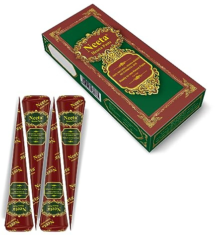 Neeta 4 Pack 100% Natural Ready to Use Henna Paste Hair Dye Cones Reddish Brown Color tubes color for women Perfect for Spot hair coloring, Long-lasting and Cruelty-Free