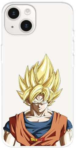 Schutzhülle kompatibel mit iPhone 15 Plus, offizieller Dragon Ball Goku Super Saiyan, zum Schutz Ihres Handys, transparente Silikonhülle, flexibel, offiziell lizenziert von Dragon Ball