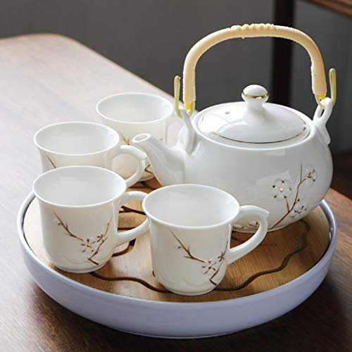 Juego de vajilla, 6 Piezas Juego de té de Kung fu de Color esmaltado de Porcelana Hecho a Mano Juego de té Zen para la Salud Tetera de Gran Capacidad Taza de té Cafetera y Tazas de café