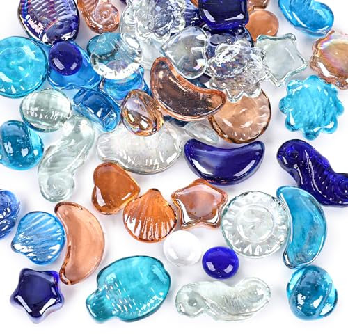 HAKACC 910 g de galets de verre colorés décoratifs en verre pour mariage, vases, plantes, aquariums