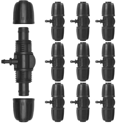 Jadeshay Gartenbewässerung Barbed Anschluss, 10 Stück Gardena T Stück Schlauchverbinder 16 mm bis 4/7 Gartenverriegelung mit Widerhaken for PE-Schlauch, Gartenbewässerung