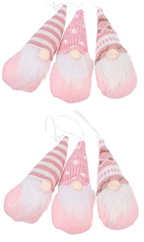 6 Pièces De Noël Petites Figurines De Gnomes Naine Gnomes Suédois Gnomes De Noël en Peluche Décorations Suspendues pour Sapin De Noël Nain De Noël Rose Chiffon TOPBATHY