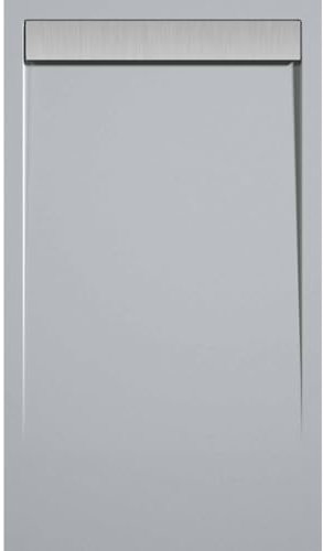 SOULBATH Plato de Ducha - Resina - Textura Liso/Piedra - Antideslizante - Color Gris - 130X70- Extraplano 3cm - Resistente Gel Coat - Incluye Válvula desagüe y Rejilla Diseño INOX.