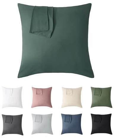 Jellymoni Kissenbezug 80x80 Baumwolle 2er Set Kissenbezüge Dunkelgrün Oeko-Tex 100% Gewaschene Baumwolle Kopfkissenbezug mit Verstecktem Reißverschluss Weich 2 Stück Kissenhülle für Kissen 80x80cm