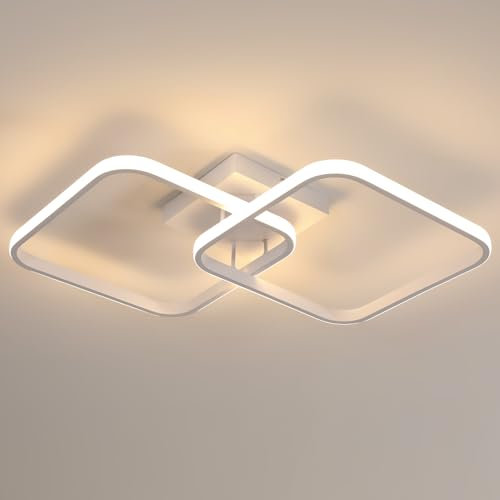 SENQIU Moderne Deckenleuchte Led, 42W 3000K Warmweiß Deckenlampe Quadratisch Design, Eckig LED Deckenbeleuchtung aus Acryl für Schlafzimmer, Wohnzimmer, Küche, Badezimmer, Weiß